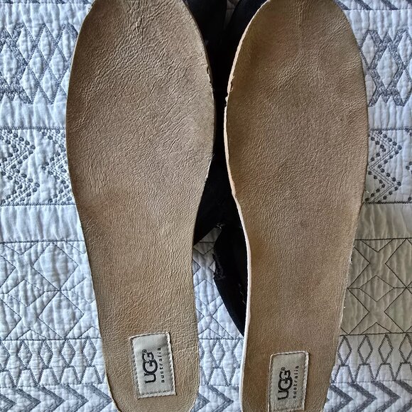 UGG Black (real) Suede Fringed Short Ankle Boots Size 11 (42) EUC - Picture 7 of 8